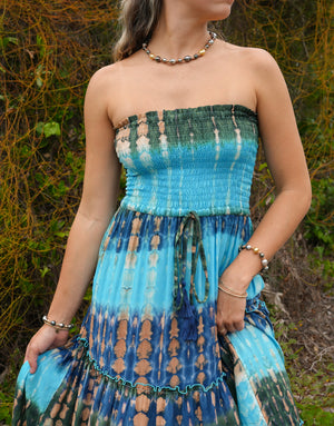 Getaway Maxi Dress in Blue Tie Dye