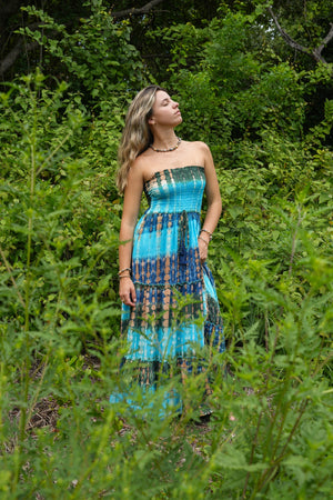 Getaway Maxi Dress in Blue Tie Dye