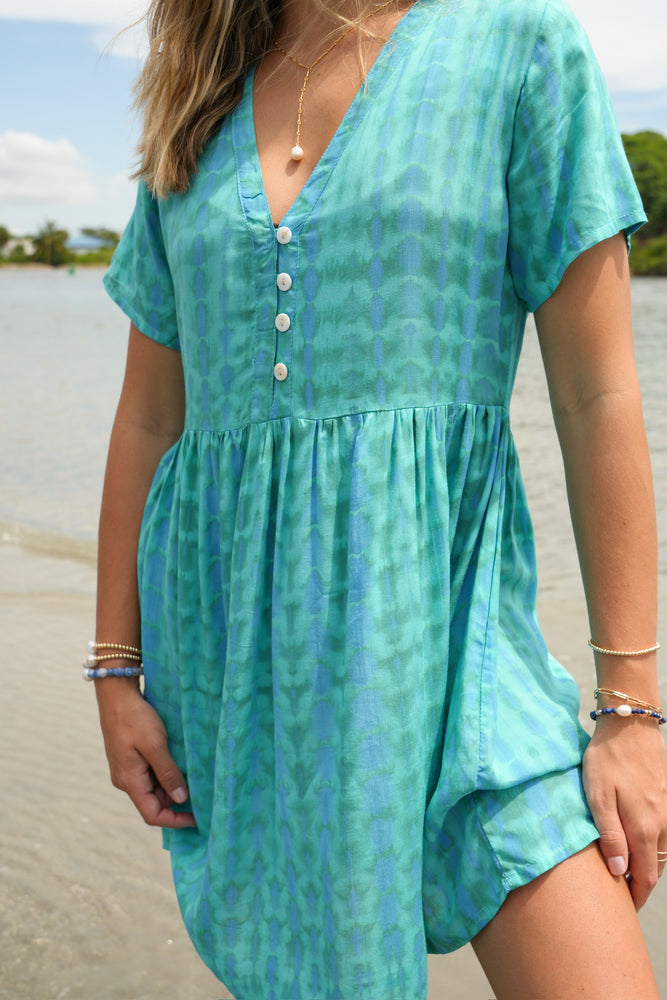 Love Street Mini Dress in Aqua Tie Dye
