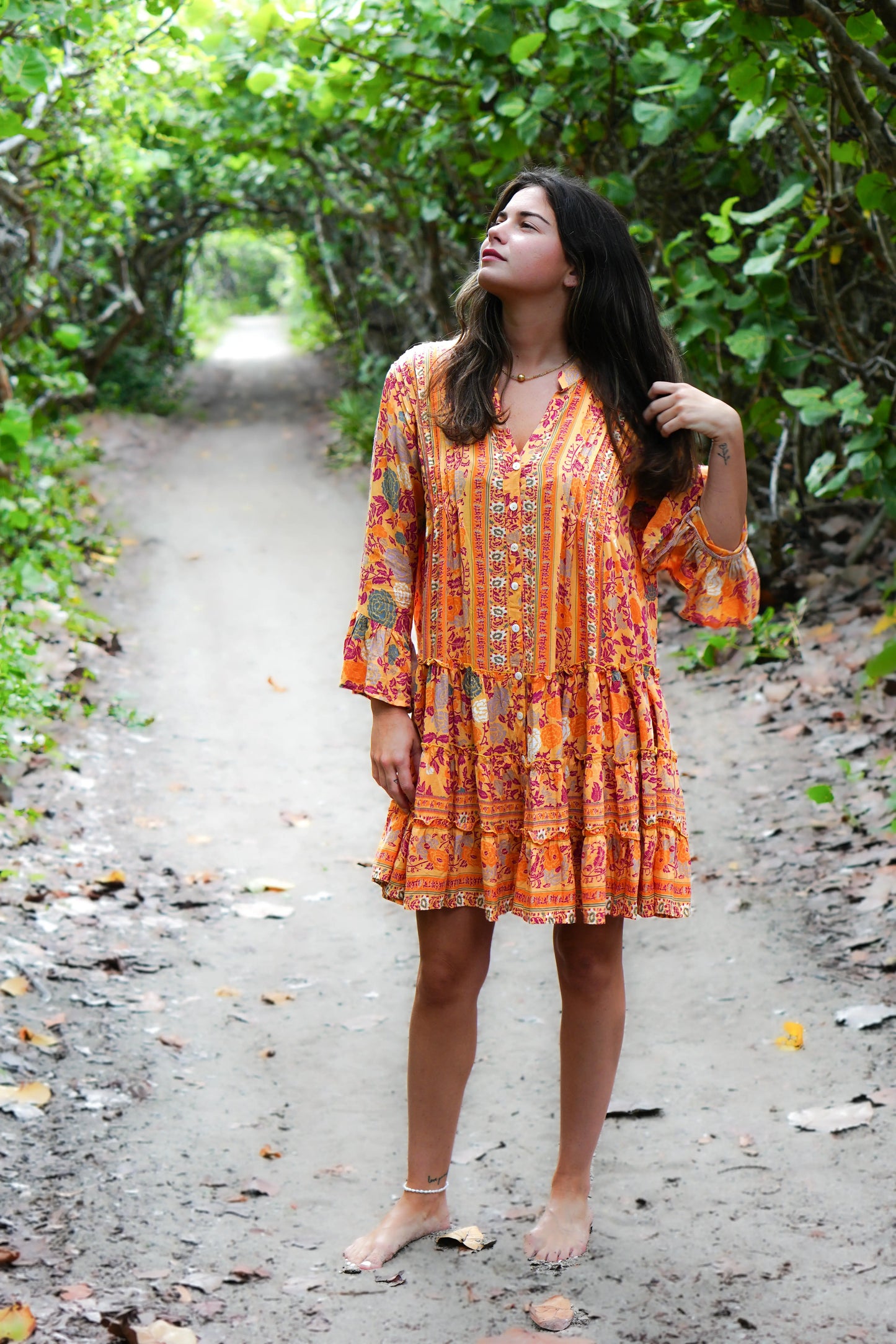 orange swing dress Kimmy Tropical Sunset Swing Dress