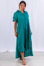 Tula Dress in Jade Linen