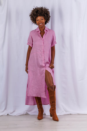 Tula Dress in Violet Linen