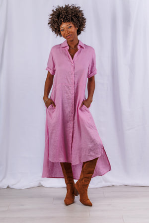 Tula Dress in Violet Linen