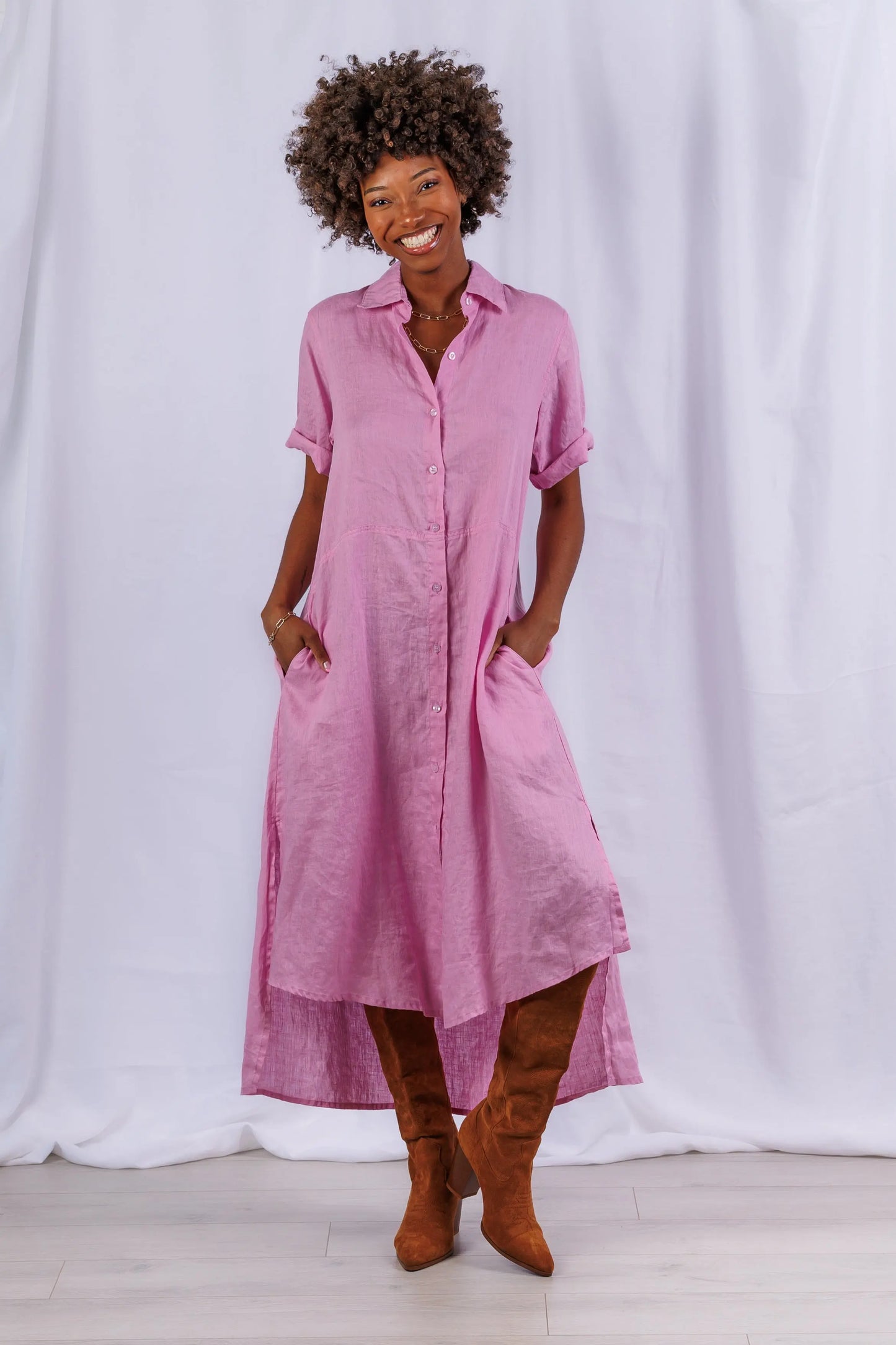 Tula Dress in Violet Linen - Sea Lustre M/L Tula Dress in Violet Linen - Sea Lustre M/L