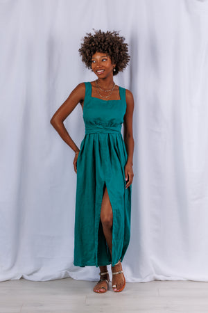 Lucia Maxi in Jade Linen