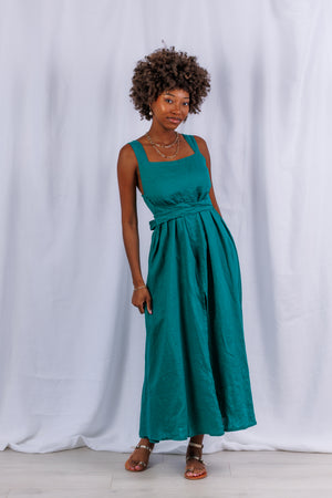 Lucia Maxi in Jade Linen