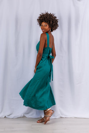 Lucia Maxi in Jade Linen