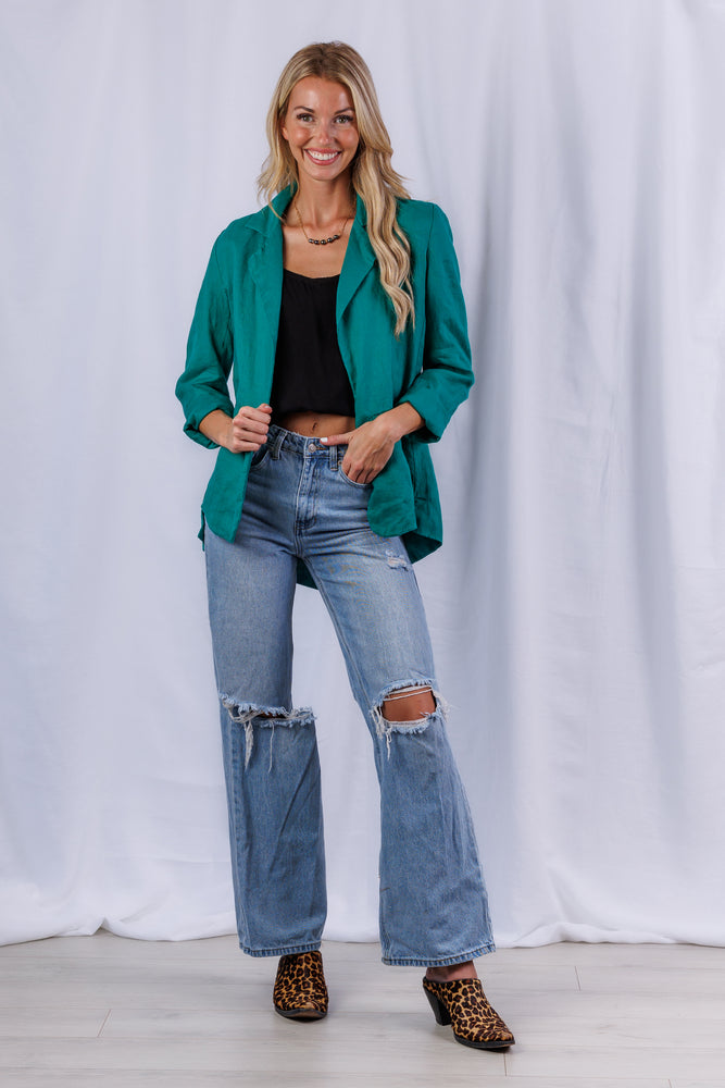 Piper Blazer Jade Linen