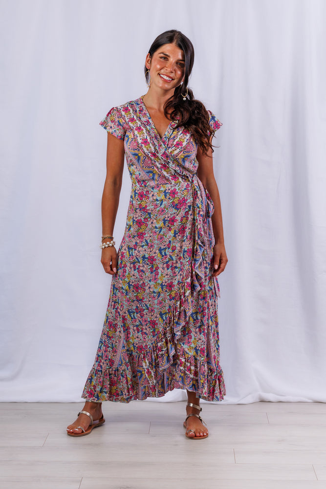 Havana Maxi Wrap Dress in Plumeria