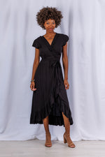 Havana Maxi Wrap Dress in Black