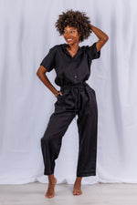 Viper Jumpsuit in Black Linen