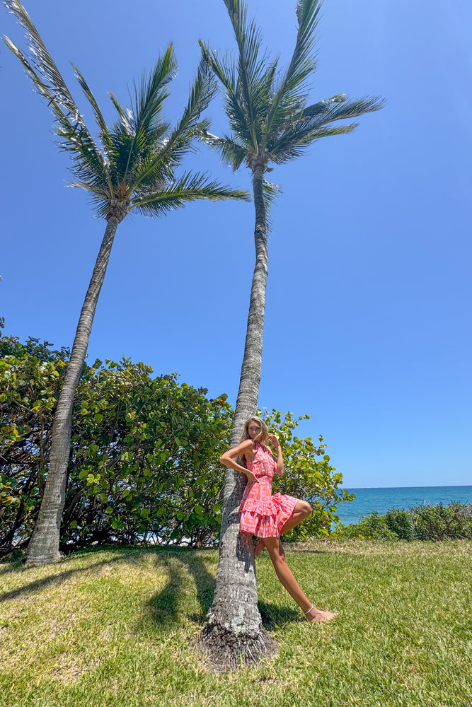 Lele Mini Dress in Coral Geo