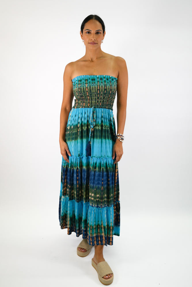 Getaway Maxi Dress in Blue Tie Dye