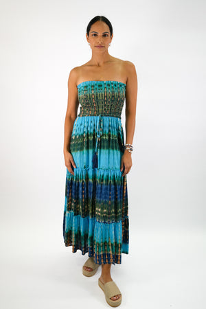 Getaway Maxi Dress in Blue Tie Dye