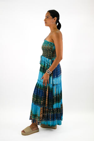 Getaway Maxi Dress in Blue Tie Dye