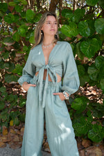 All Day Linen Pant in Bleached Aqua