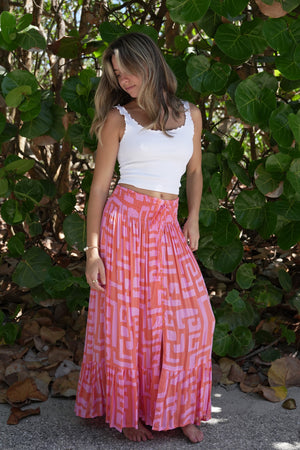 Drifter Skirt in Coral Geo