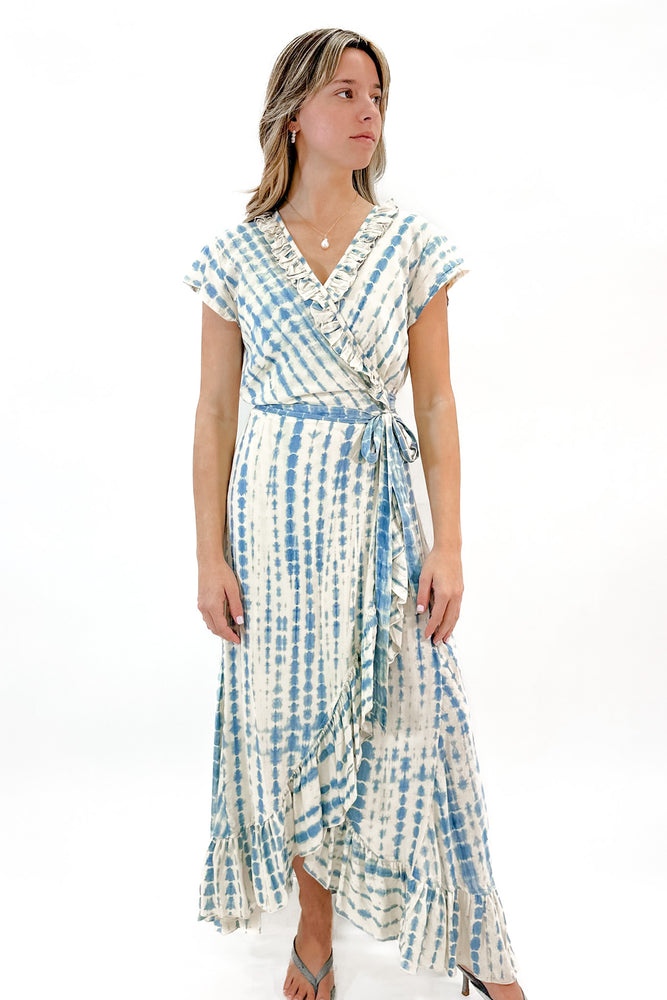 Havana Maxi Wrap Dress in Cloud Tie-Dye