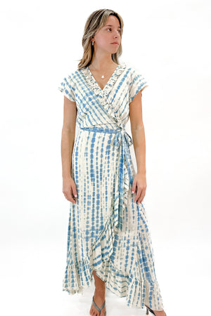 Havana Maxi Wrap Dress in Cloud Tie-Dye