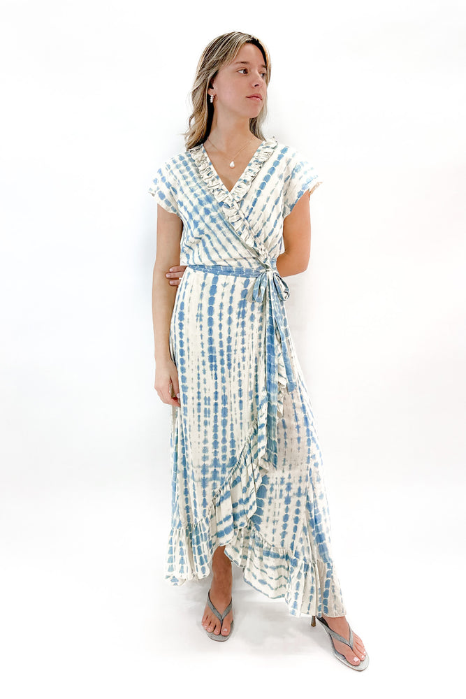 Havana Maxi Wrap Dress in Cloud Tie-Dye