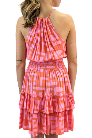 Lele Mini Dress in Coral Geo