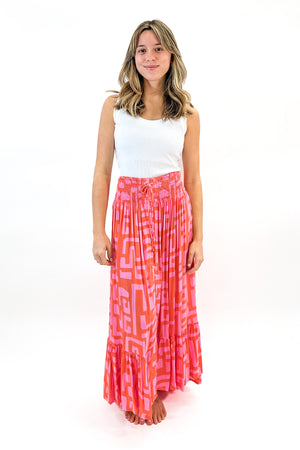 Drifter Skirt in Coral Geo
