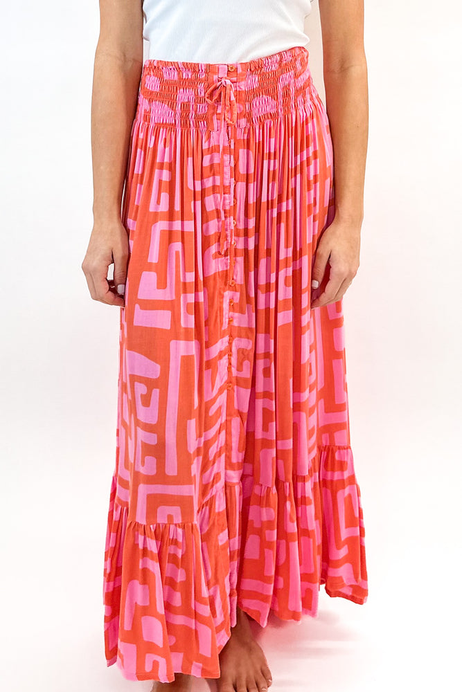 Drifter Skirt in Coral Geo