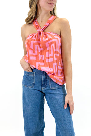 Jetty Halter Top in Coral Geo