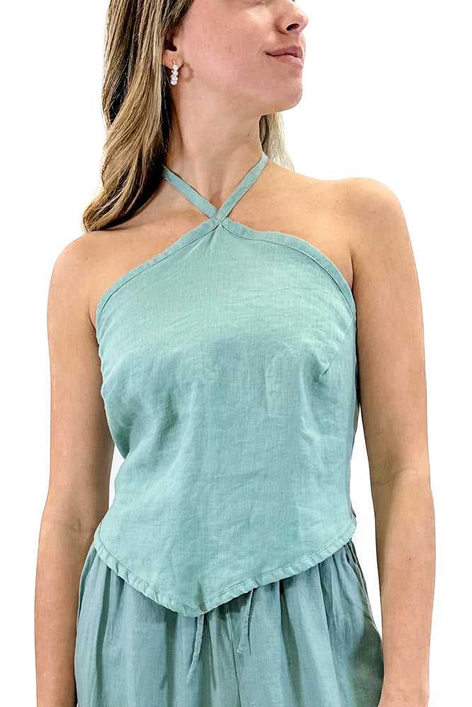 Triangle Top in Bleached Aqua