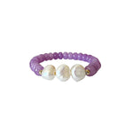 Smooth Jade Triple Freshwater Pearl Stretch Bracelet