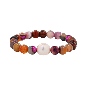 Galaxy Agate & Baroque Pearl Stretch Bracelet