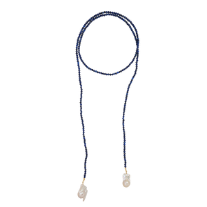 Freshwater Pearl & Lapis Lariat