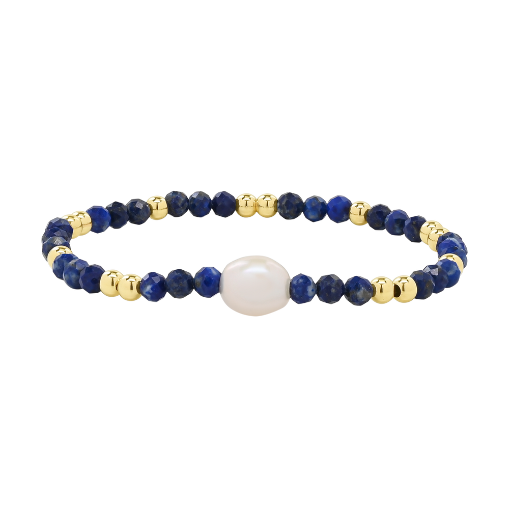 Freshwater Pearl & Lapis Bracelet