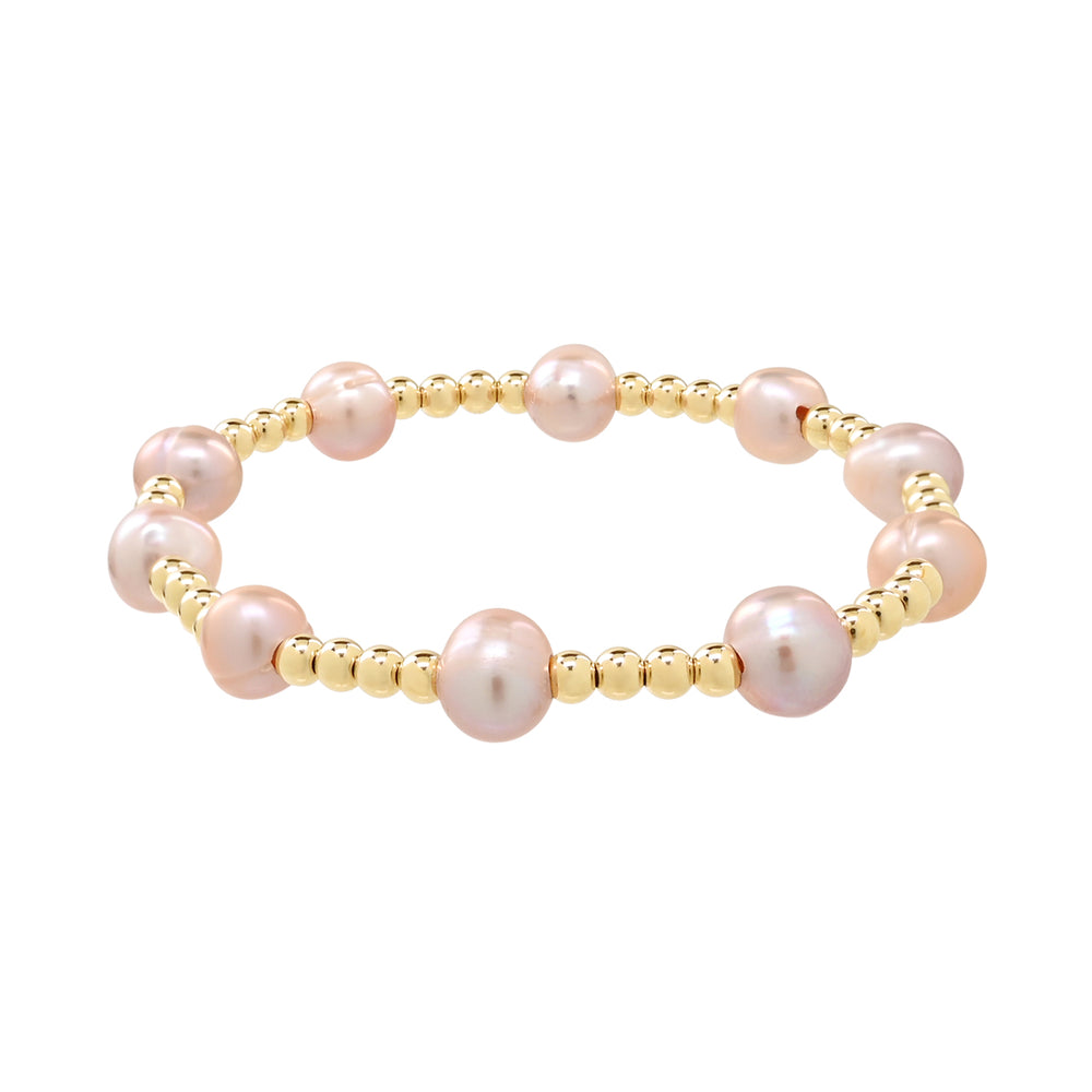 Pink Pearl & Gold Bead Bracelet
