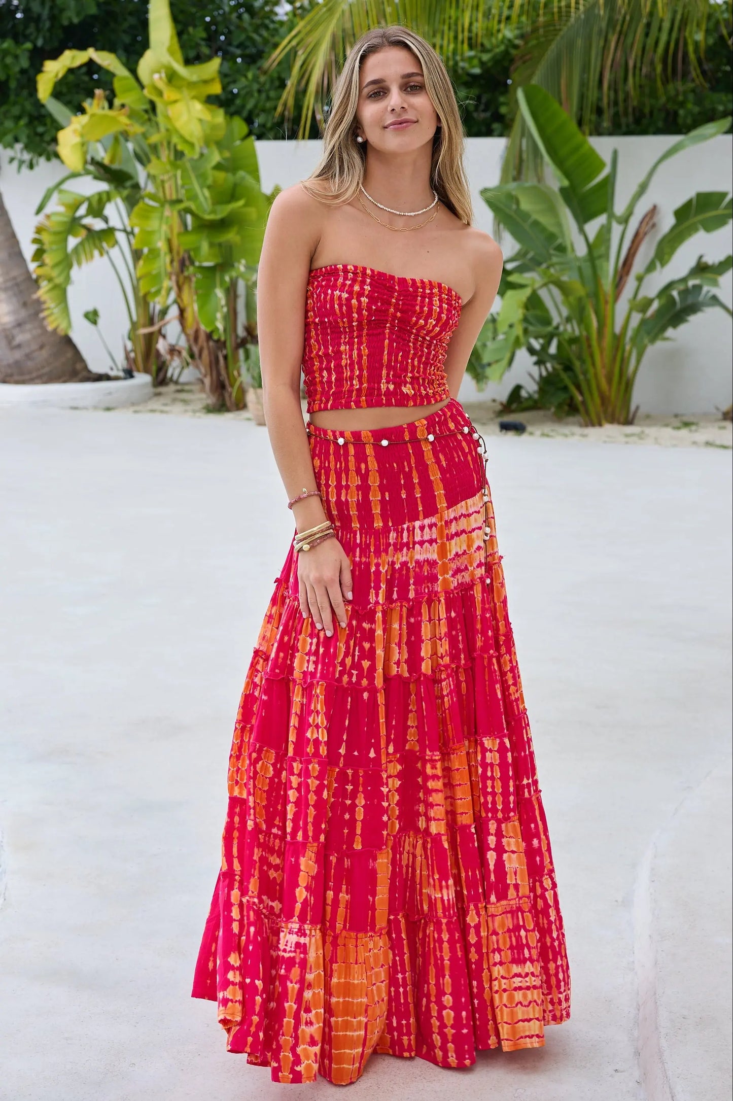 Islander Smocked Top in Sunfire Tie Dye Sea Lustre Clothing