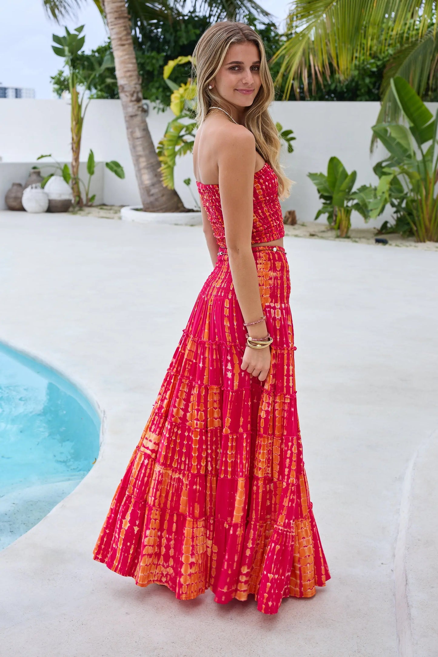 Islander Smocked Top in Sunfire Tie Dye Sea Lustre Clothing
