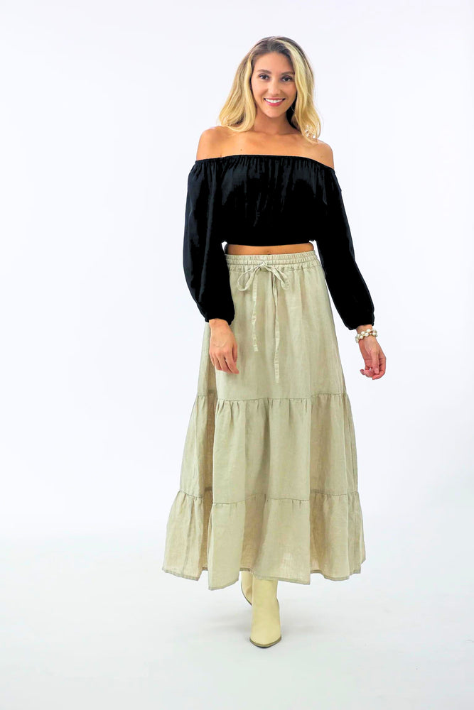 Gigi Linen Maxi Skirt in Natural