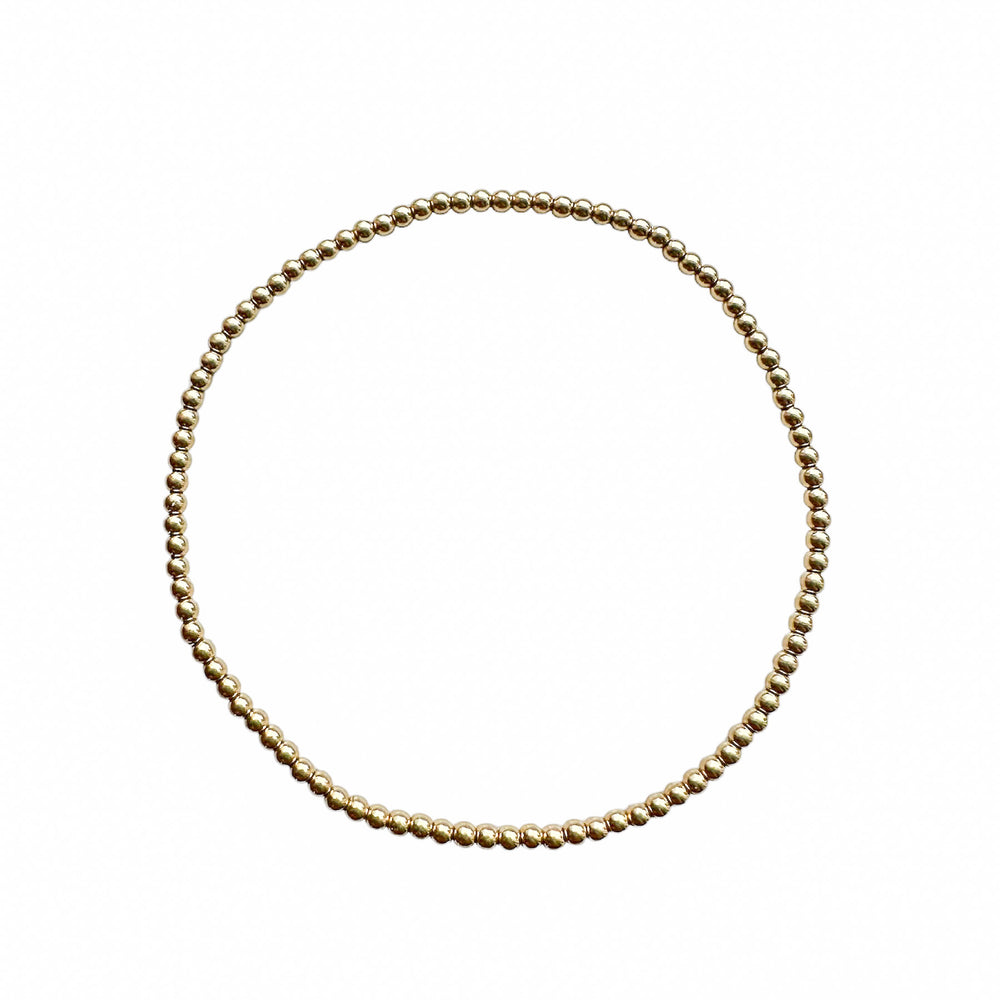 Gold Beaded Bracelet 2mm