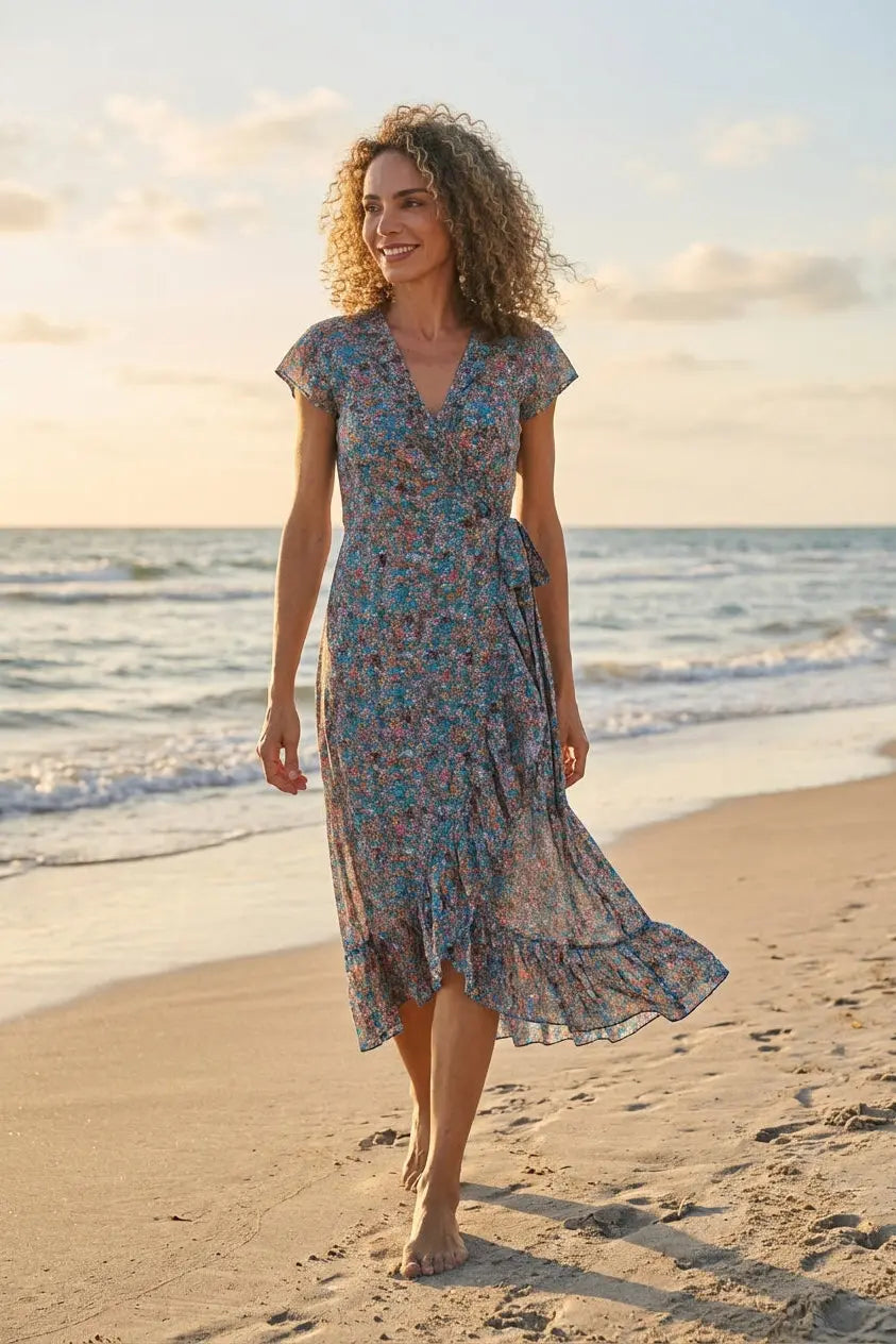 Havana Maxi Wrap Dress in Ditsy
