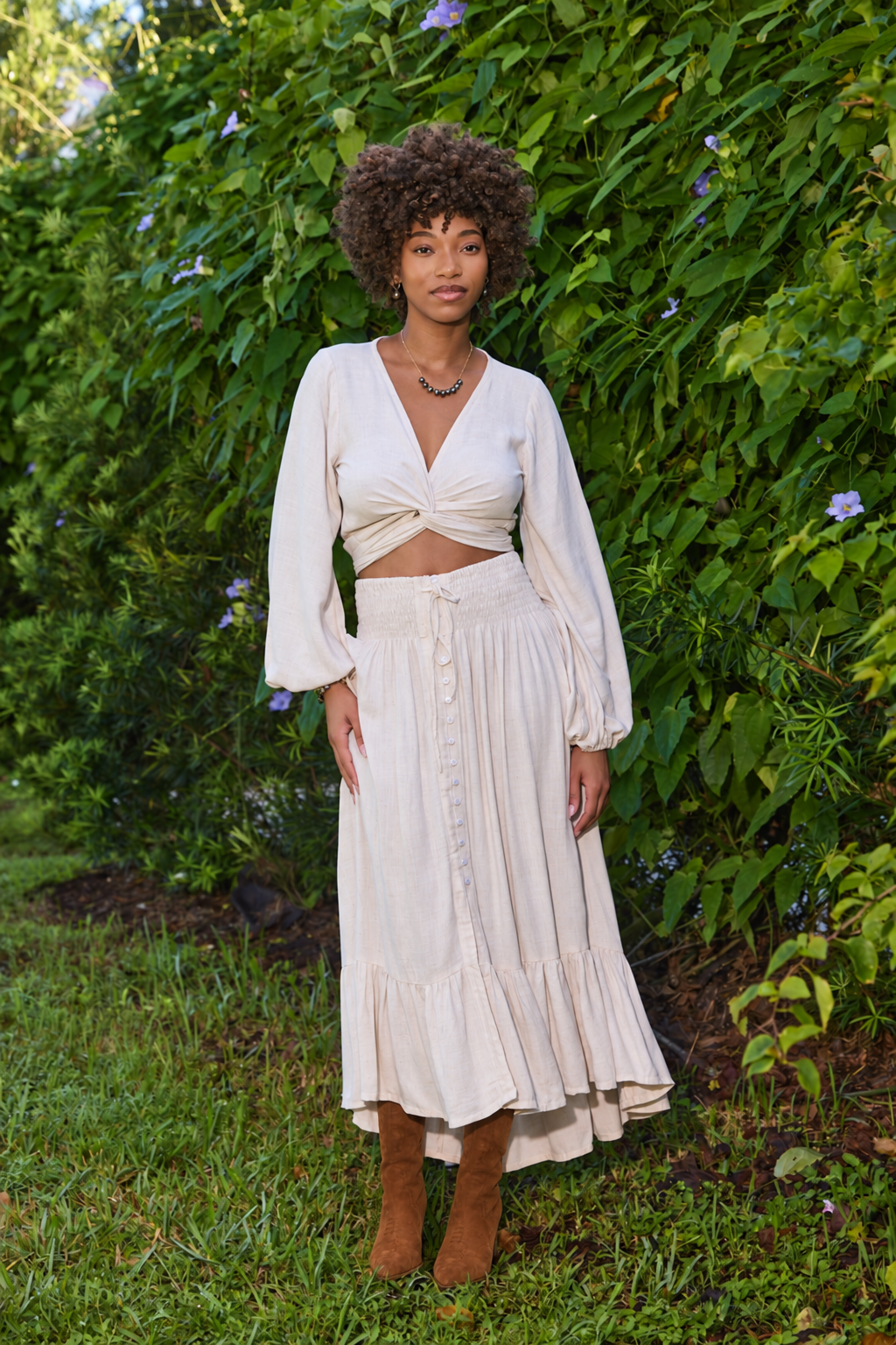 Tropez Wrap Top in Natural
