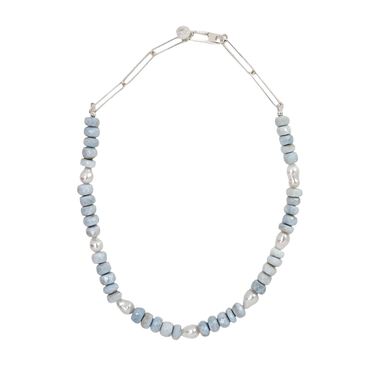 Silver Mist Chalcedony & Freshwater Pearl Necklace