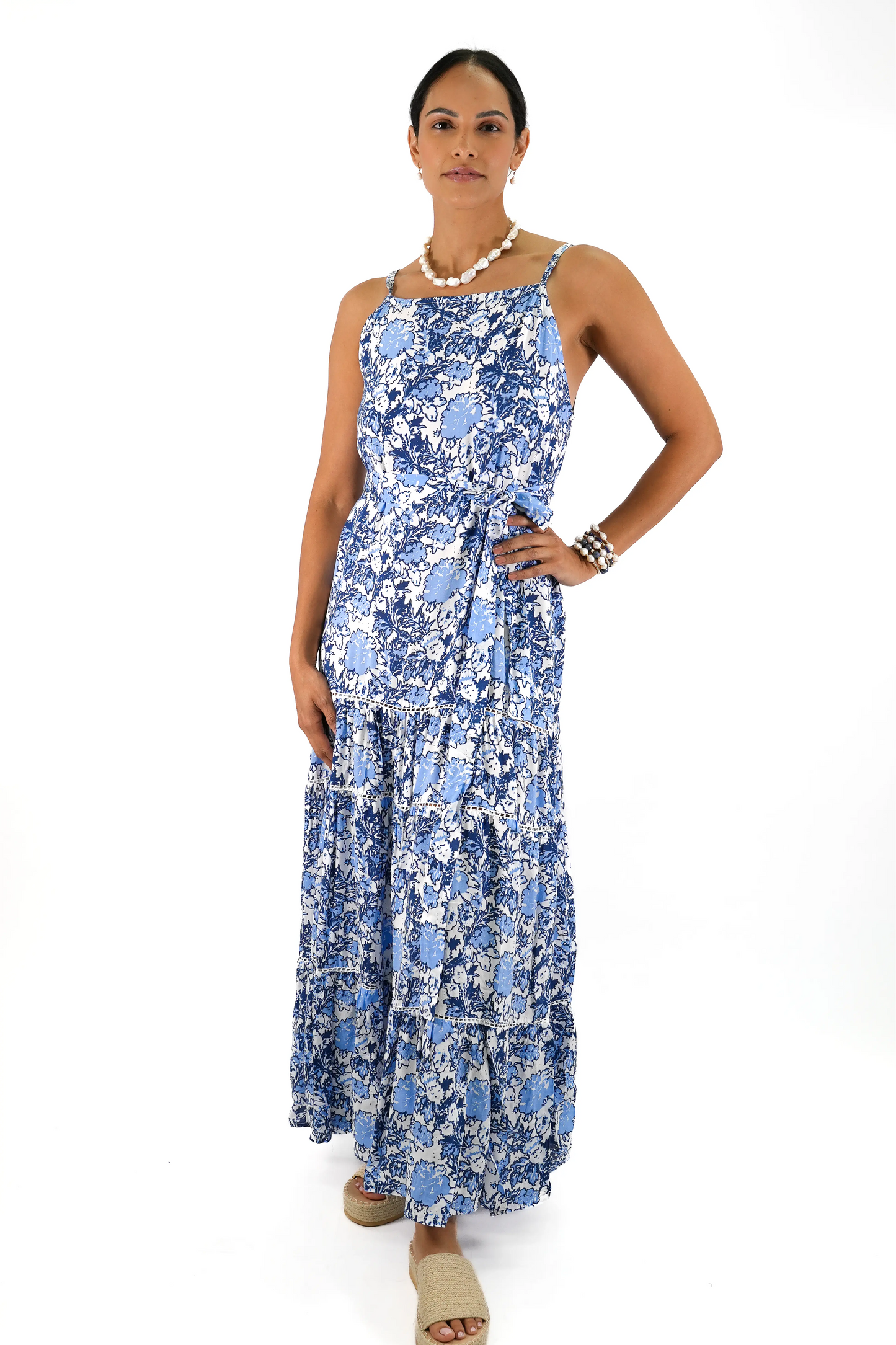 Indie Lace Maxi Dress in Coastal Blue