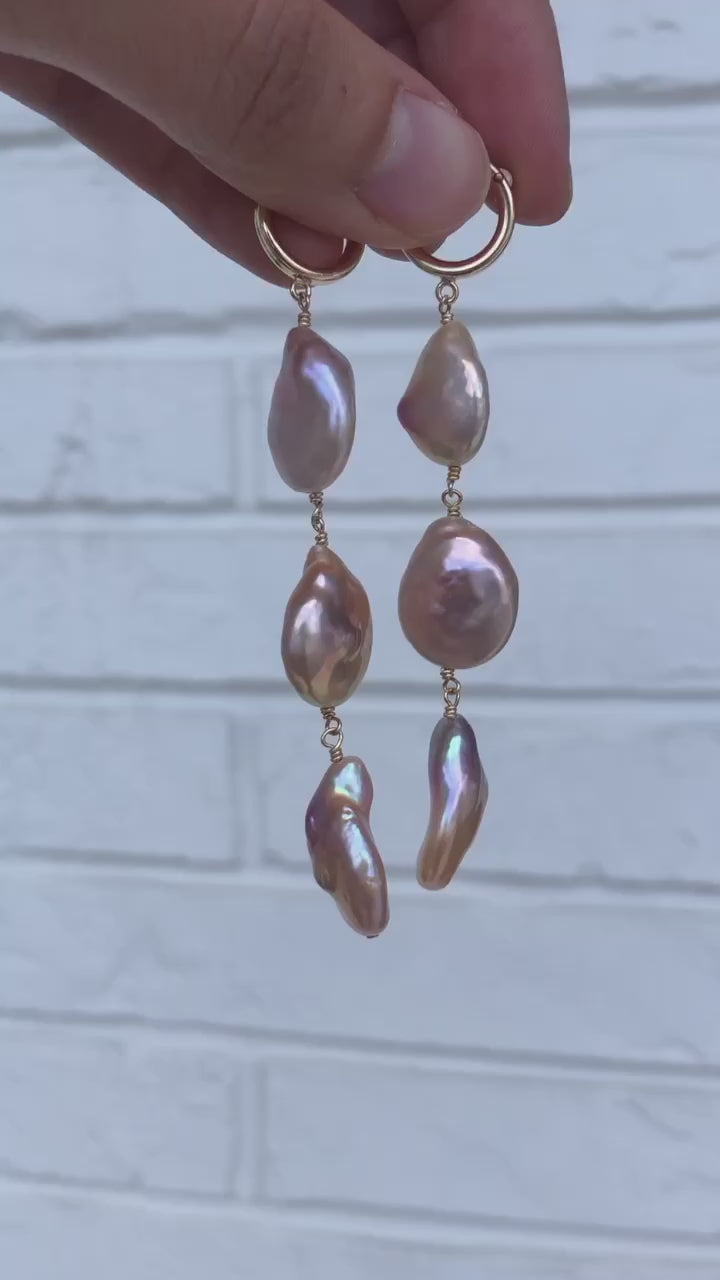 Classic Pink Pearl Trio Earrings