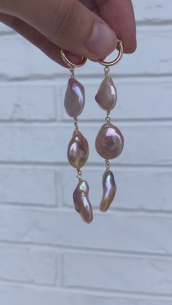 
            
                Load and play video in Gallery viewer, Classic Pink Pearl Trio Earrings
            
        