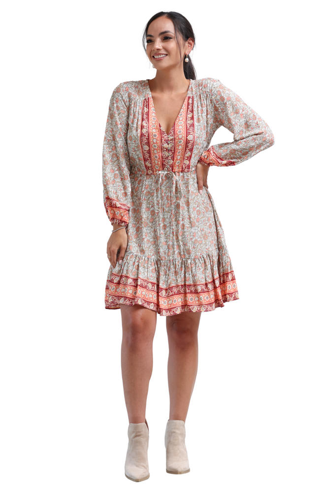 
            
                Load image into Gallery viewer, Kenna Mini Dress in Sunset Sky
            
        