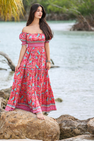 
            
                Load image into Gallery viewer, Sydney Off the Shoulder Maxi Dress in Taro Palm
            
        