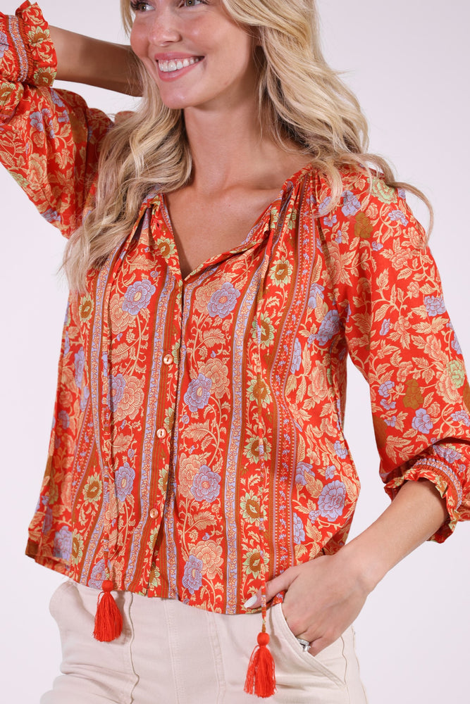 
            
                Load image into Gallery viewer, Journey Blouse in Orange Crush
            
        