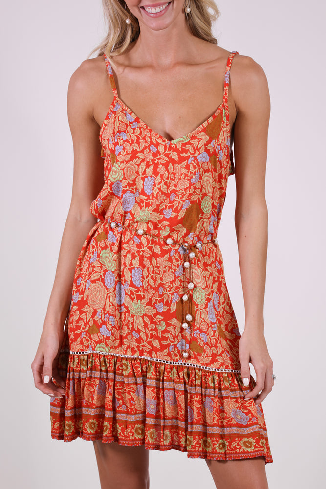 
            
                Load image into Gallery viewer, Day Tripper Mini Slip Dress in Orange Crush
            
        