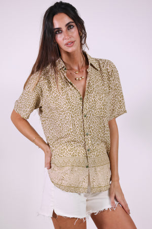 
            
                Load image into Gallery viewer, Bobbi Blouse in Olive Animal
            
        