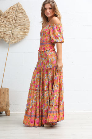 Calypso Maxi Skirt in Citrus